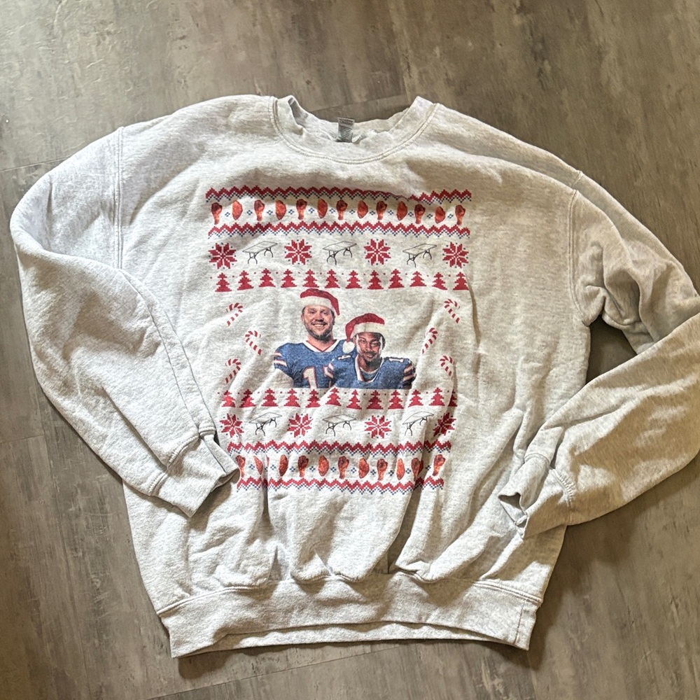 Crewneck Sweatshirt - Josh Allen and Stefon Diggs Christmas sweatshirt.